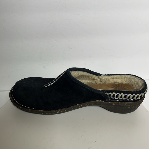UGG Black Suede Mules with Cream Lining - Picture 8 of 10